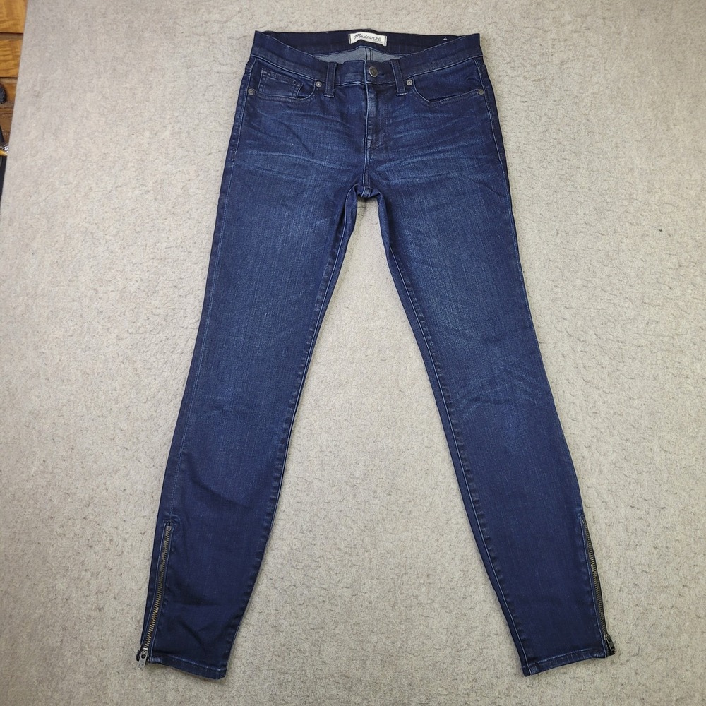 Madewell Skinny Skinny Jeans Womens 27 Blue Mid Rise Stretch Zip Ankle
